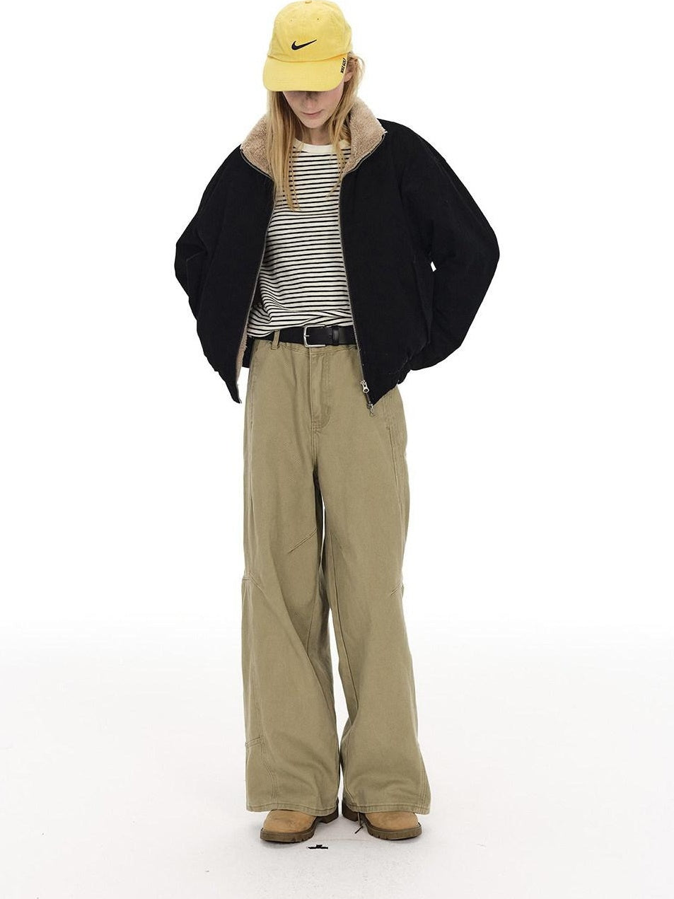 Country Moment Comfortable Cotton Mid Rise Straight Leg Unisex Casual Khaki White Cargo Pants