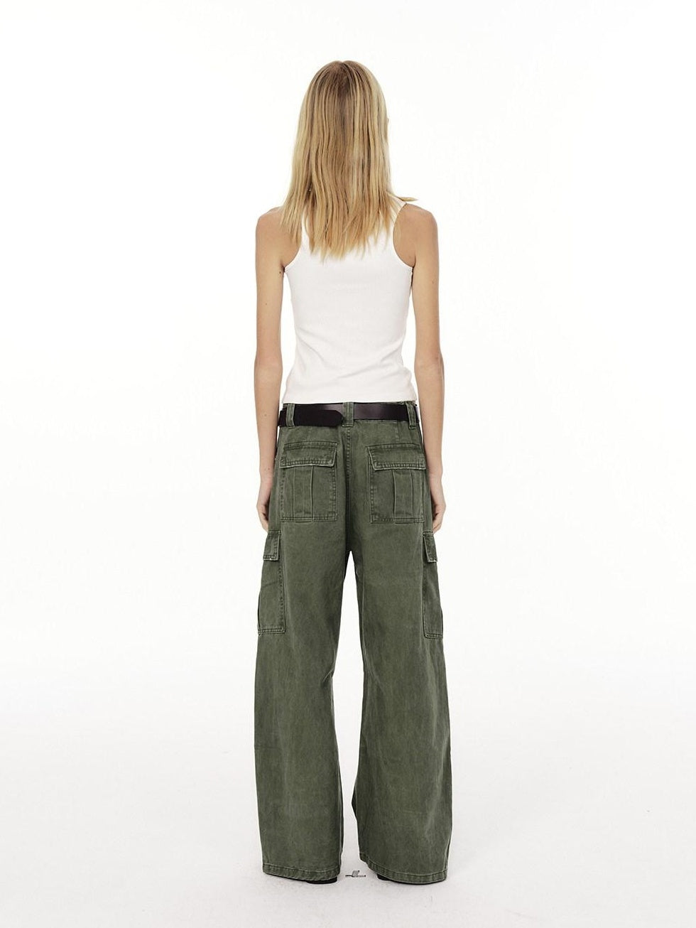 Country Moment Breathable Washed Cotton Relaxed Straight Pocket Button Fly Casual Cargo Pants