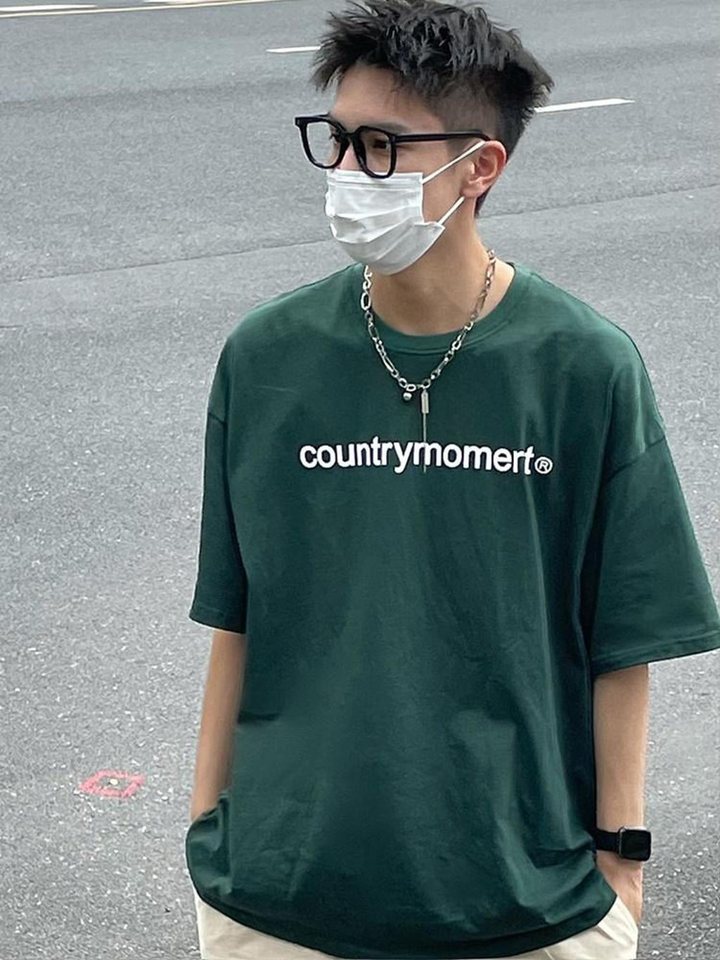 Country Moment Breathable 100% Cotton Relaxed Fit Logo Print Unisex Round Neck Short Sleeve T-Shirts
