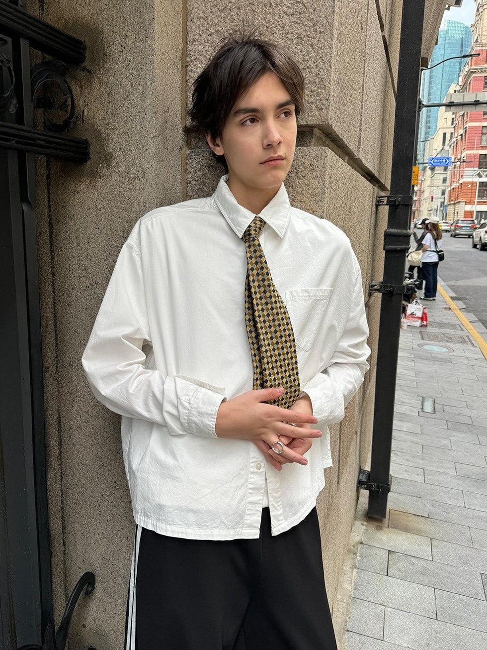 Country Moment Breathable Combed Cotton Loose Pocket Square Collar Long Sleeve Unisex Shirts