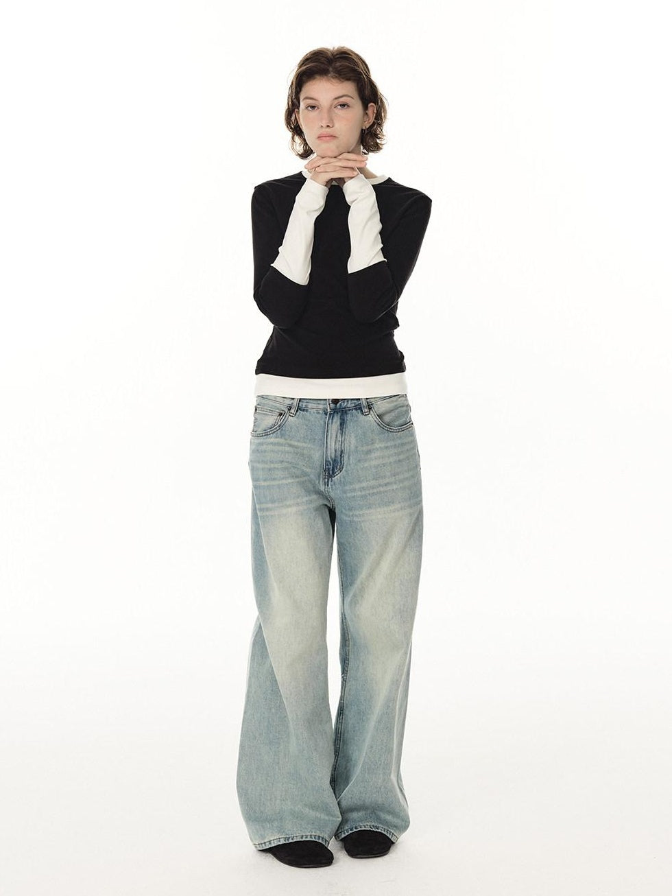 Country Moment Breathable Cotton Colorblock Slim Fit Women Crew Neck Long Sleeve T-Shirts