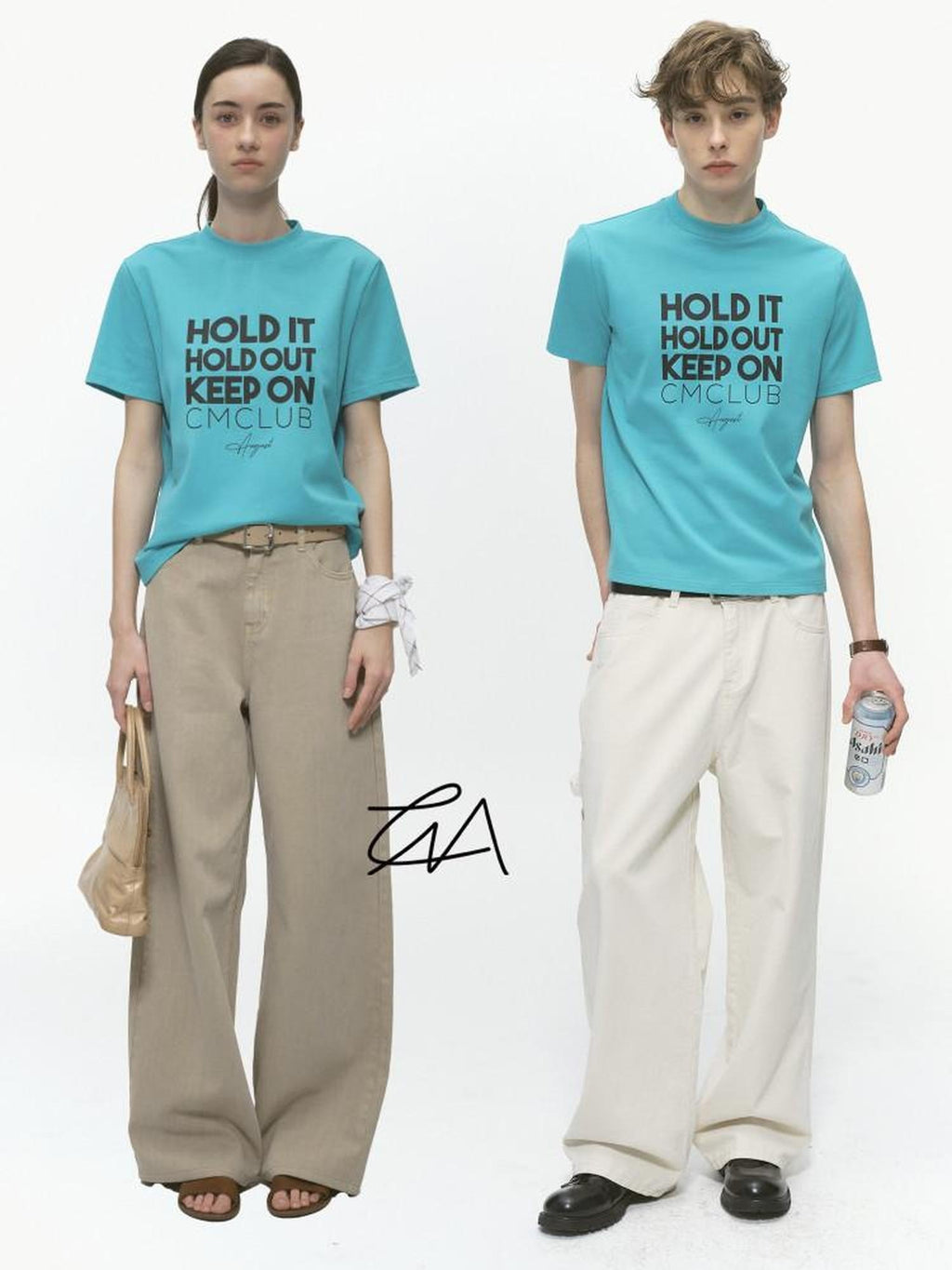 Country Moment Breathable Cotton Regular Fit Round Neck Letter Teal Short Sleeve T-Shirts