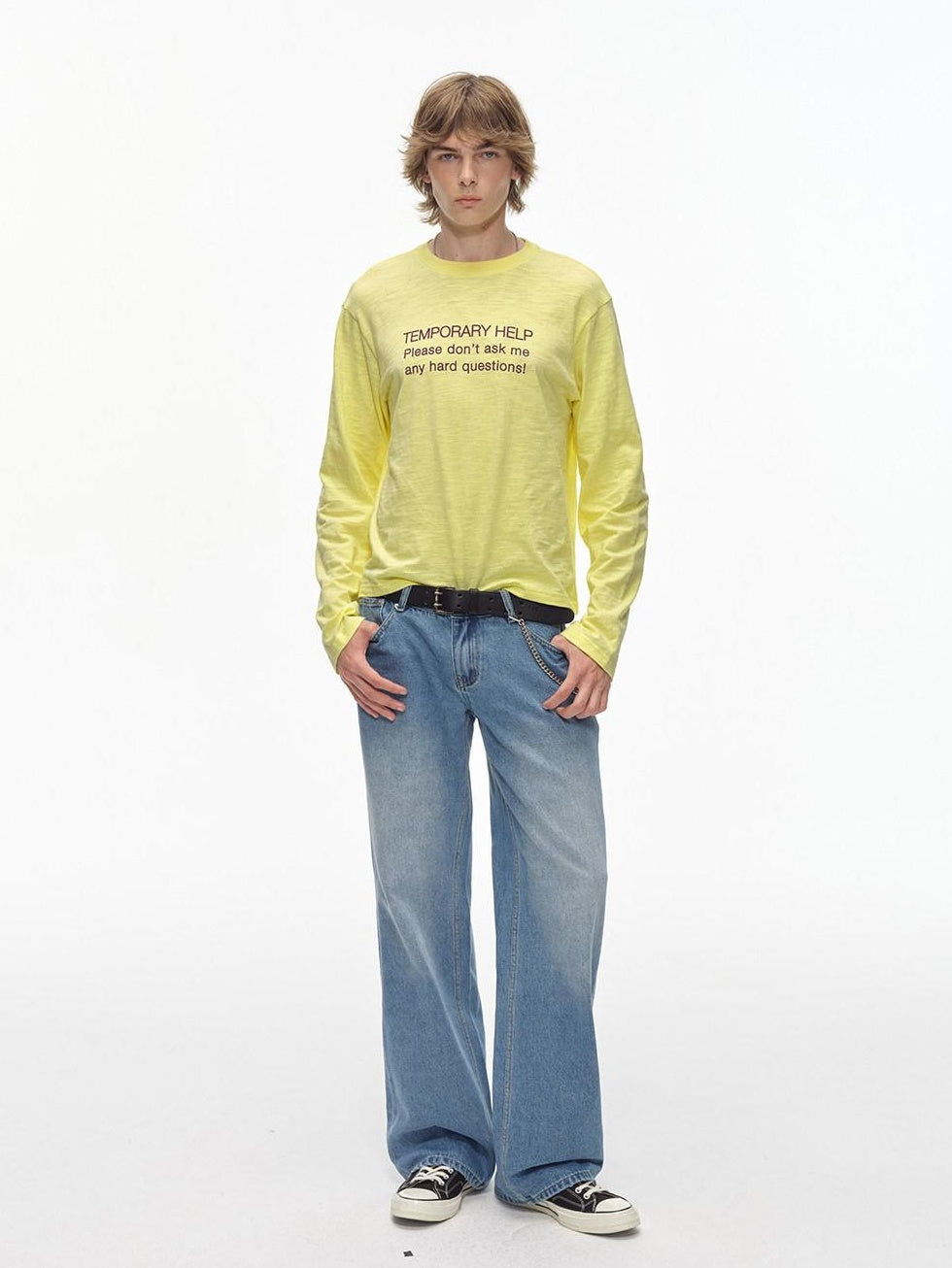 Country Moment Breathable Cotton Loose Fit Round Neck Unisex Letter Print Long Sleeve T-Shirts