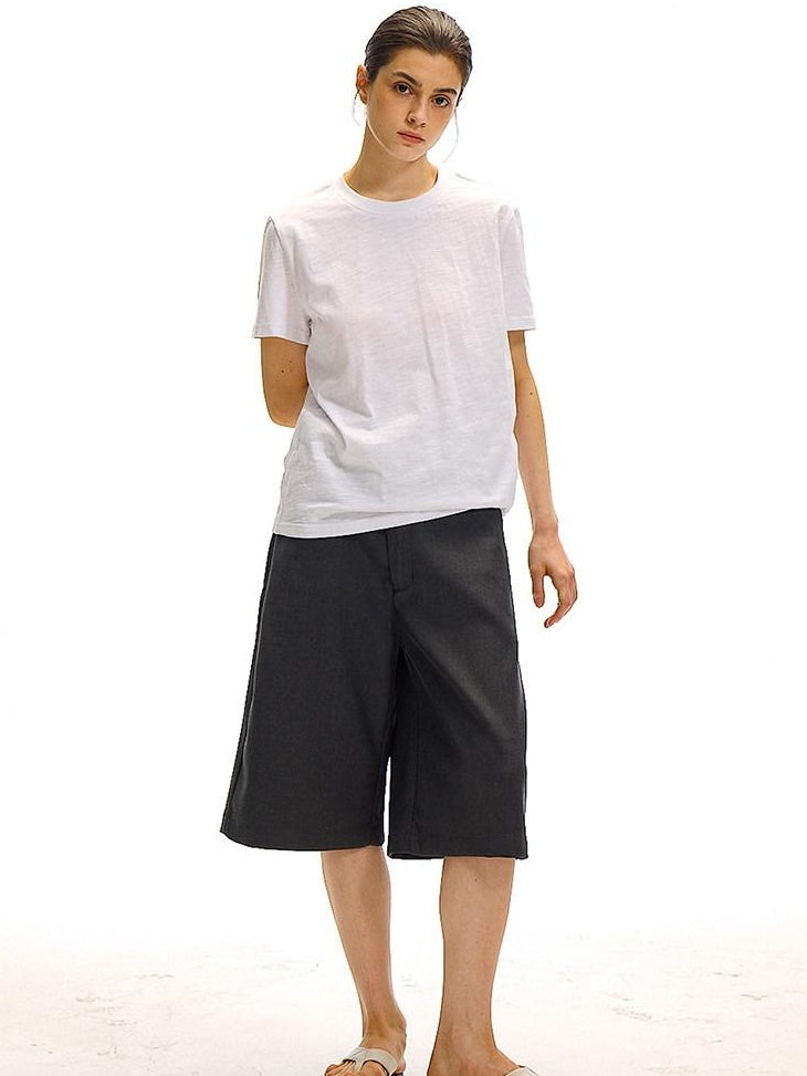 Country Moment Bamboo Cotton Minimal Loose Fit Unisex Solid Crew Neck Short Sleeve T-Shirts