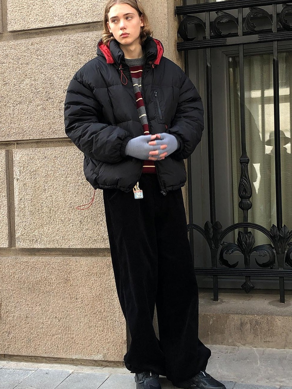 Country Moment 90 Percent White Duck Down Warm Hooded Loose Fit Youth Black Red Down Jackets