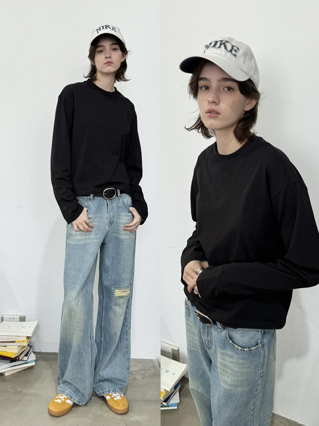 Country Moment Skin Friendly Breathable Cotton Relaxed Unisex Crew Neck Long Sleeve T-Shirts