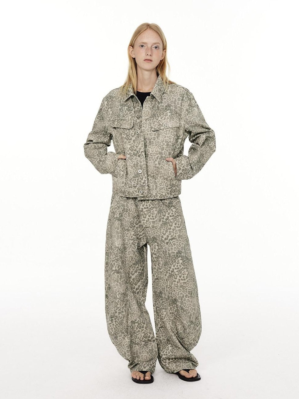 Country Moment Durable Cotton Workwear Loose Fit Unisex Leopard Light Khaki Denim Jackets