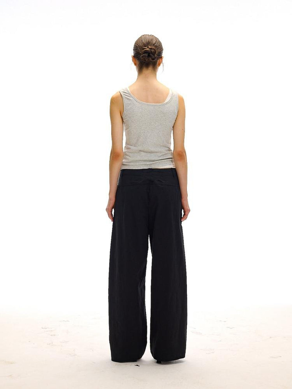Country Moment Versatile Simple Mid Rise Cotton Stretch Straight Relaxed Black Wide Leg Pants