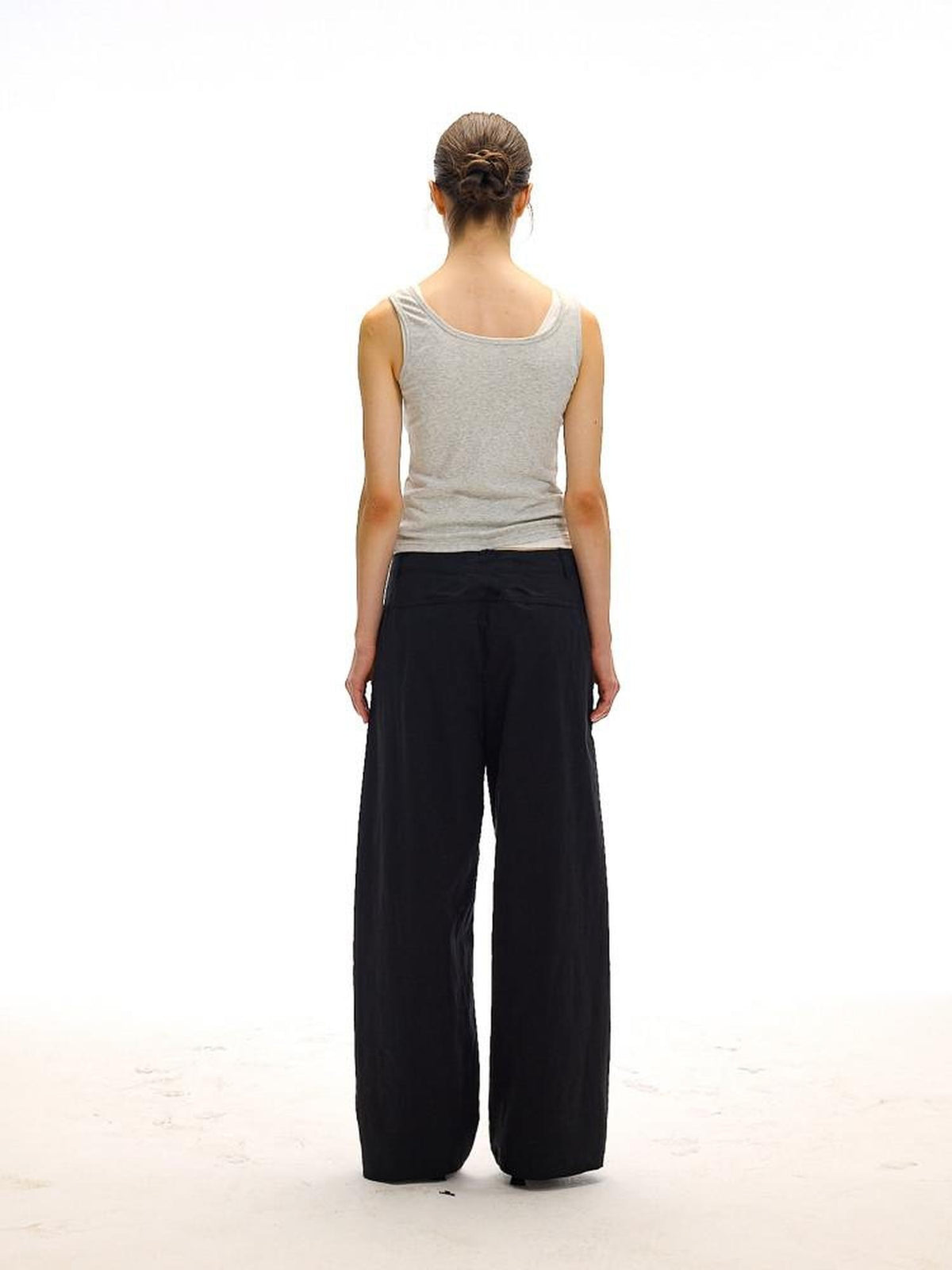 Country Moment Versatile Simple Mid Rise Cotton Stretch Straight Relaxed Black Wide Leg Pants