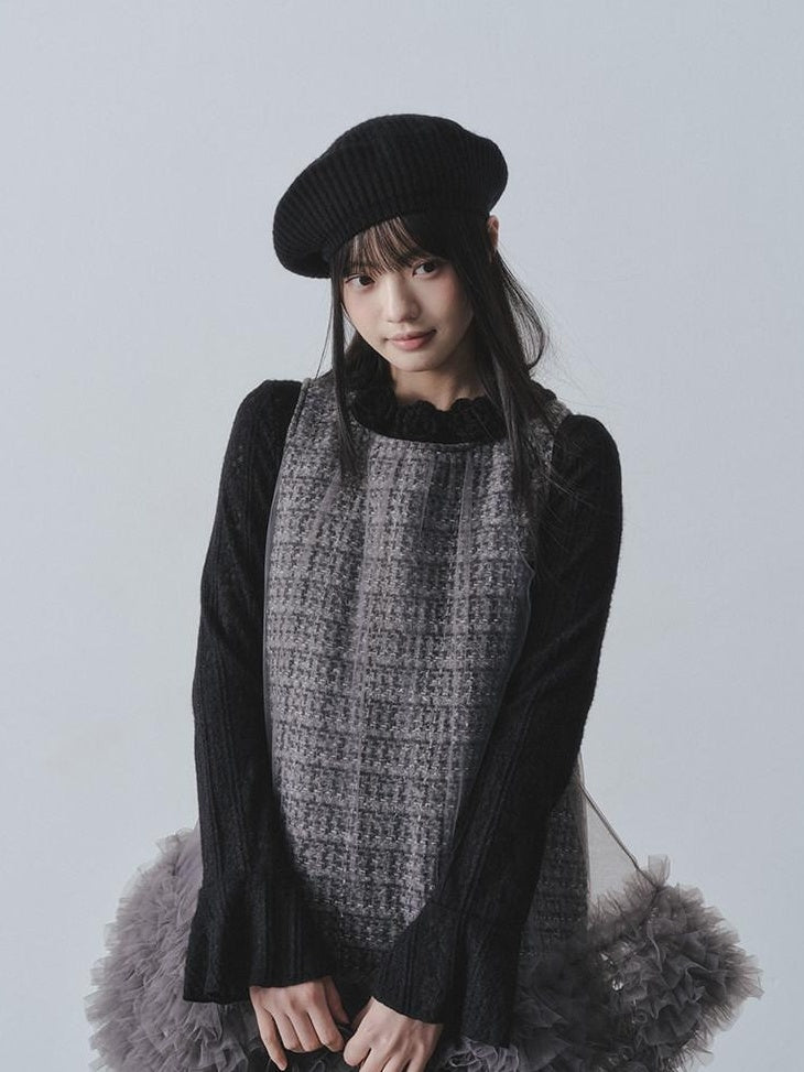 DDGIRL studio Ultra Soft Slim Lace Hollow Knit Pullover Gentle Bloom Daily Sweaters