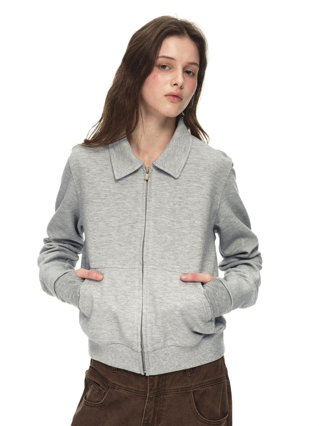 Country Moment Breathable Cotton Blend Stretch Cropped Zip Cardigan Casual Men Grey Sweatshirt