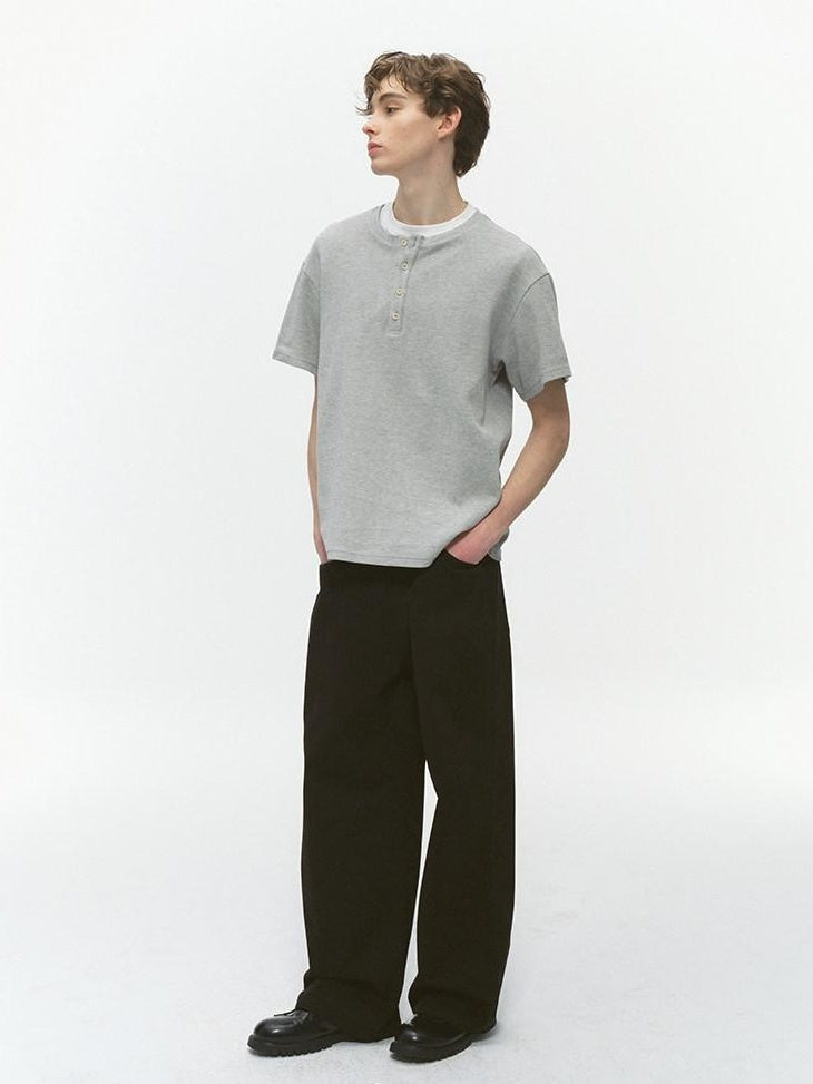 Country Moment 100% Cotton Breathable Loose Fit Pocket Midrise Casual Black Straight Pants