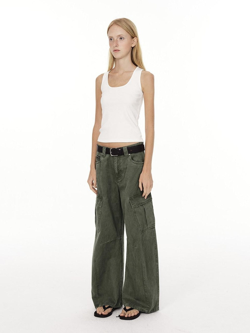 Country Moment Breathable Washed Cotton Relaxed Straight Pocket Button Fly Casual Cargo Pants