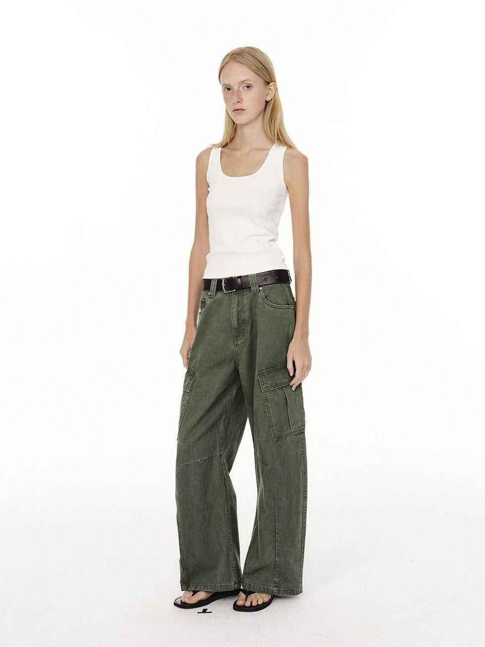 Country Moment Breathable Washed Cotton Relaxed Straight Pocket Button Fly Casual Cargo Pants