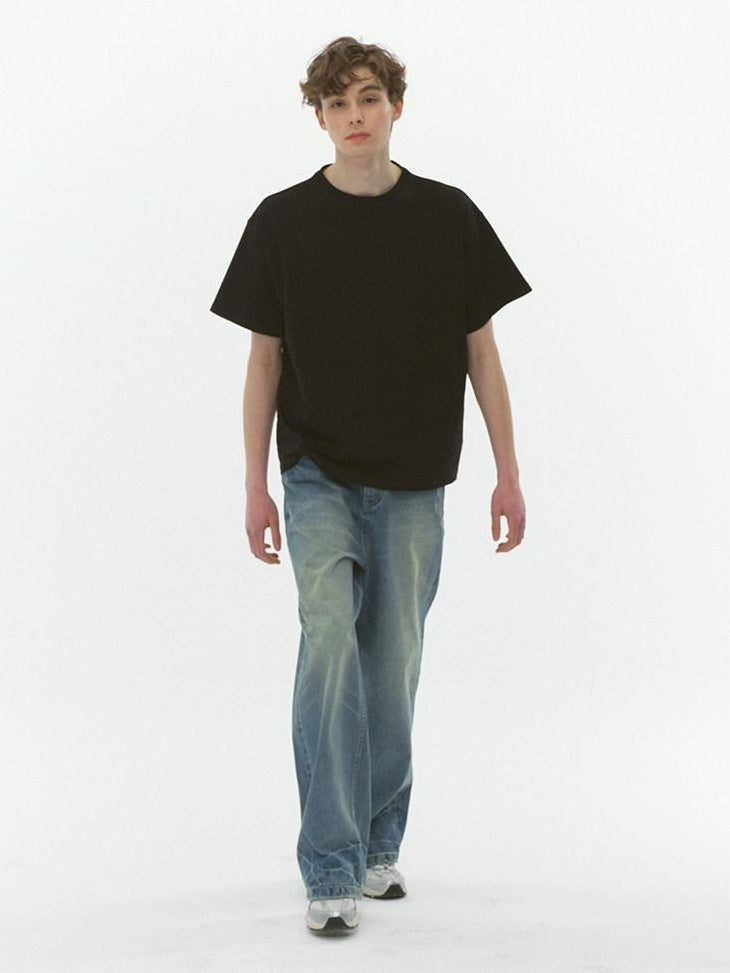 Country Moment Breathable 100 Percent Cotton Loose Piped Edge Crewneck Short Sleeve T-Shirts