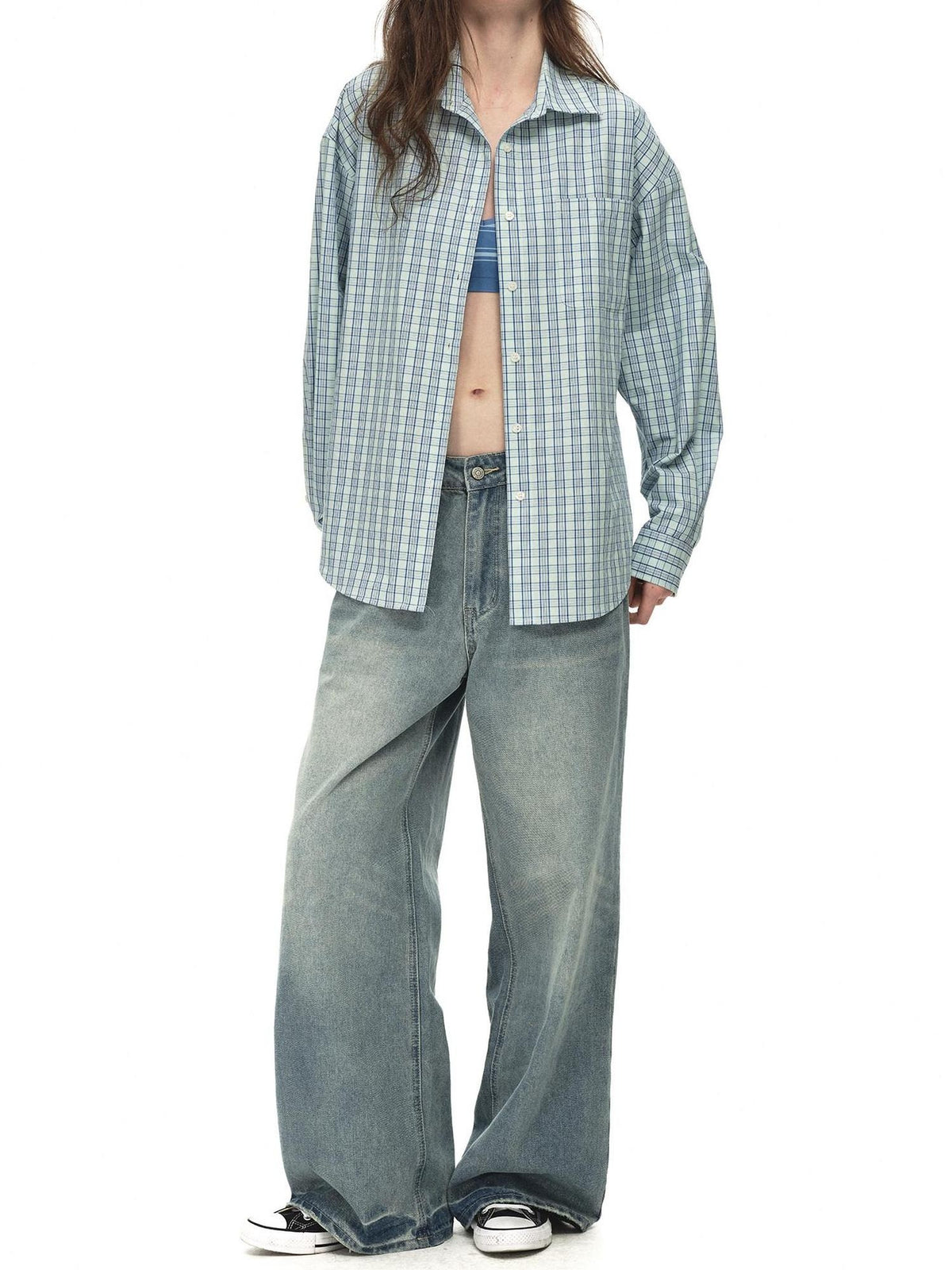 Country Moment Breathable 100 Percent Cotton Loose American Drop Shoulder Men Plaid Shirts