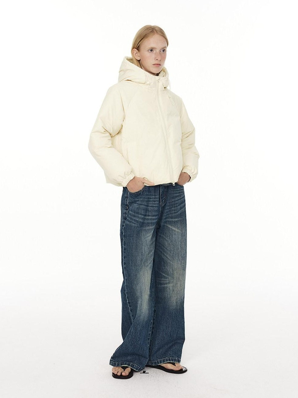 Country Moment Micro Stretch Mid Rise Vintage Blue Gradient Loose Unisex Straight Leg Jeans