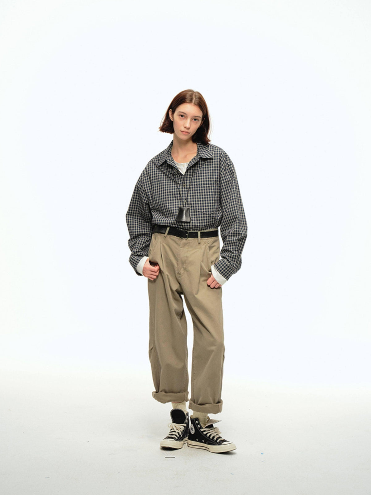 Country Moment Breathable 100% Cotton Loose Fit Long Sleeve Plaid Cropped Unisex Casual Shirts