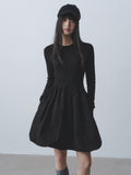DDGIRL_studio_Soft_Breathable_Cotton_Blend_Waist_Cinched_Faux_Two_Piece_A_Line_Midi_Dresses_MISSTT