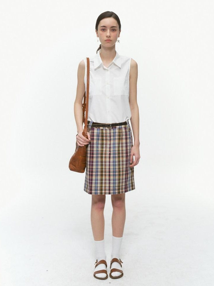 Country Moment High Waist Cotton Vintage Purple Plaid A Line Street Sporty Mini Skirts