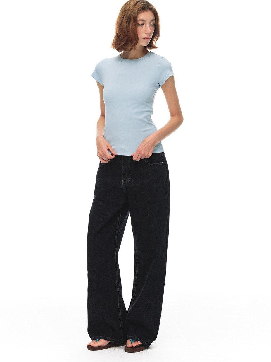 Country Moment Cooling Breathable Cotton Slim Crew Neck American Women Short Sleeve T-Shirts