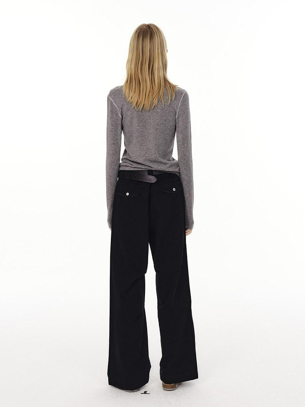Country Moment Pure Cotton Wide Leg Button Fly Loose Casual Black Gray Navy Straight Pants