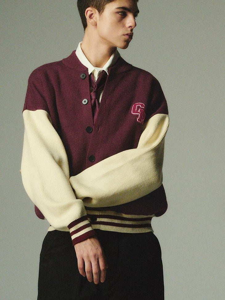 Country Moment No Itch Youth Loose Fit Unisex Casual Burgundy Baseball Collar Bomber Jackets