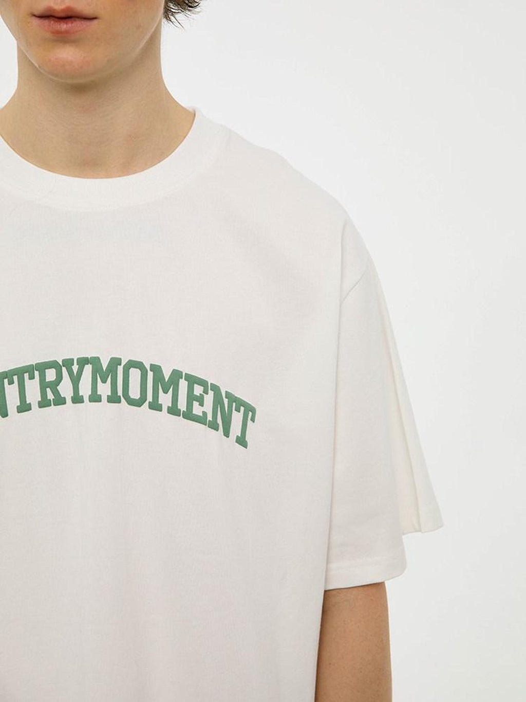 Country Moment Pure Cotton Japanese Loose Fit Crew Neck Letter Logo Print Short Sleeve T-Shirts
