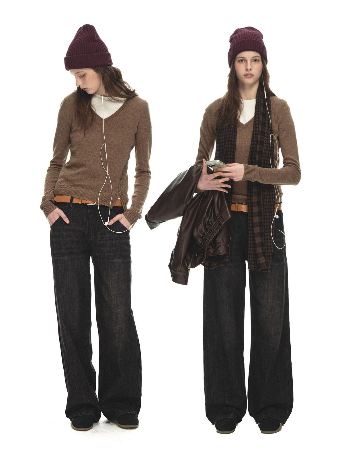 Country Moment Soft Wool Blend Slimming Relaxed Fit Asymmetric V-neck Women Commuter Sweaters