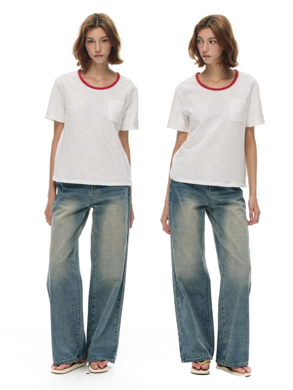 Country Moment Cotton Slub Loose Contrast Ribbed Women Citywalk Pullover Short Sleeve T-Shirts