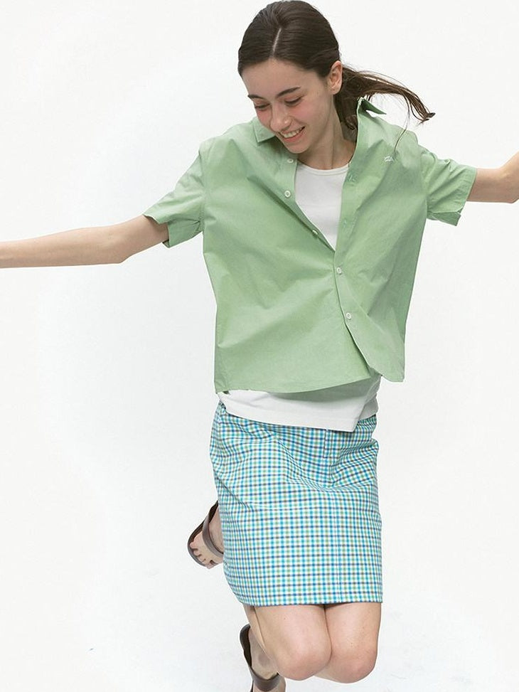 Country Moment 100% Cotton Casual Loose Camp Collar Short Sleeve Unisex Solid Color Shirts