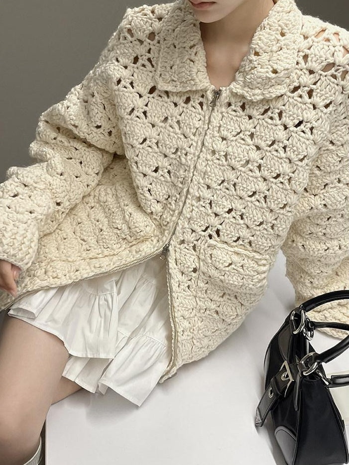 DDGIRL studio Cozy Wool Blend Longline Cardigan Office Commuter One Size Ivory Knit Sweaters