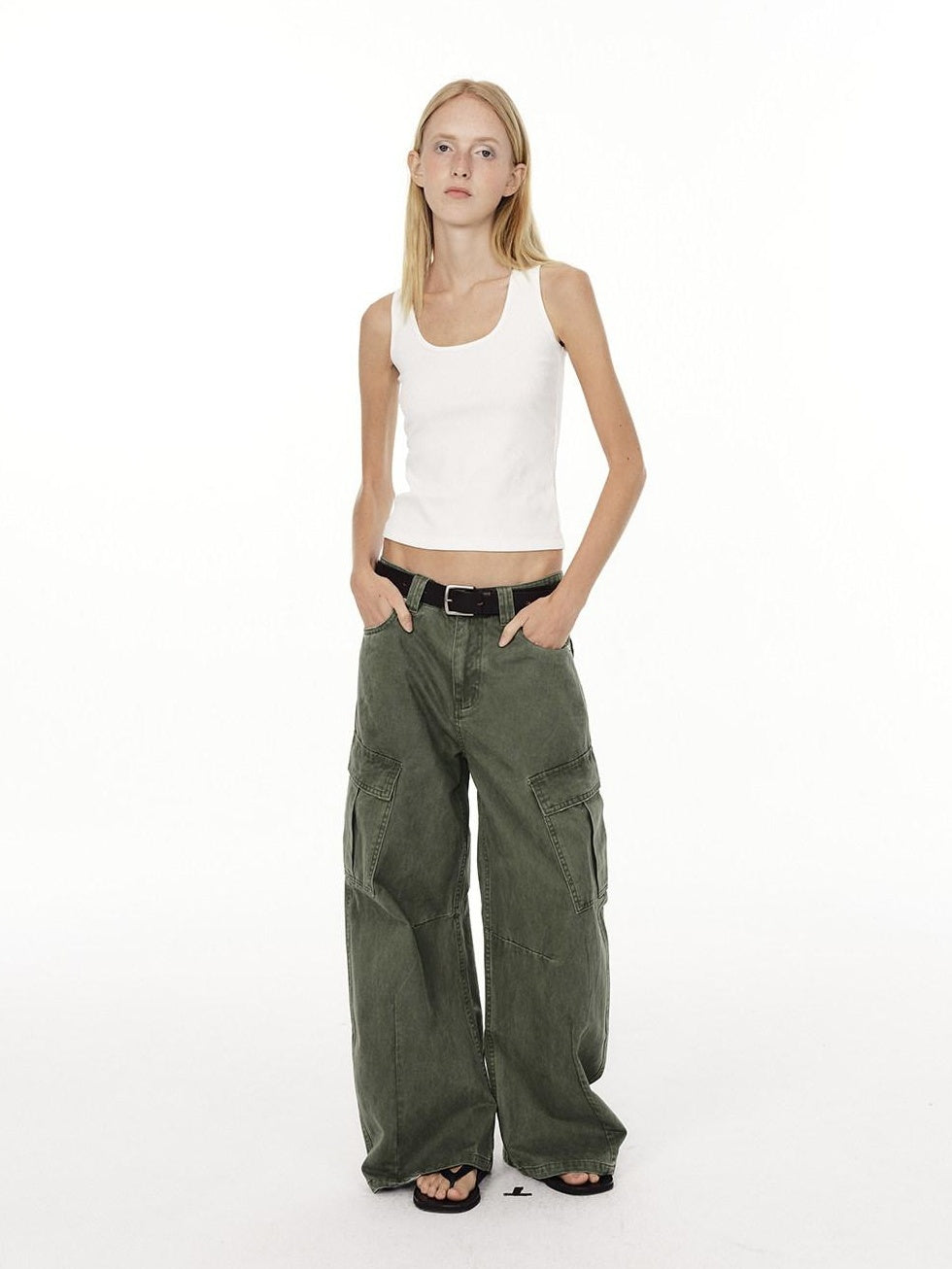 Country Moment Breathable Washed Cotton Relaxed Straight Pocket Button Fly Casual Cargo Pants