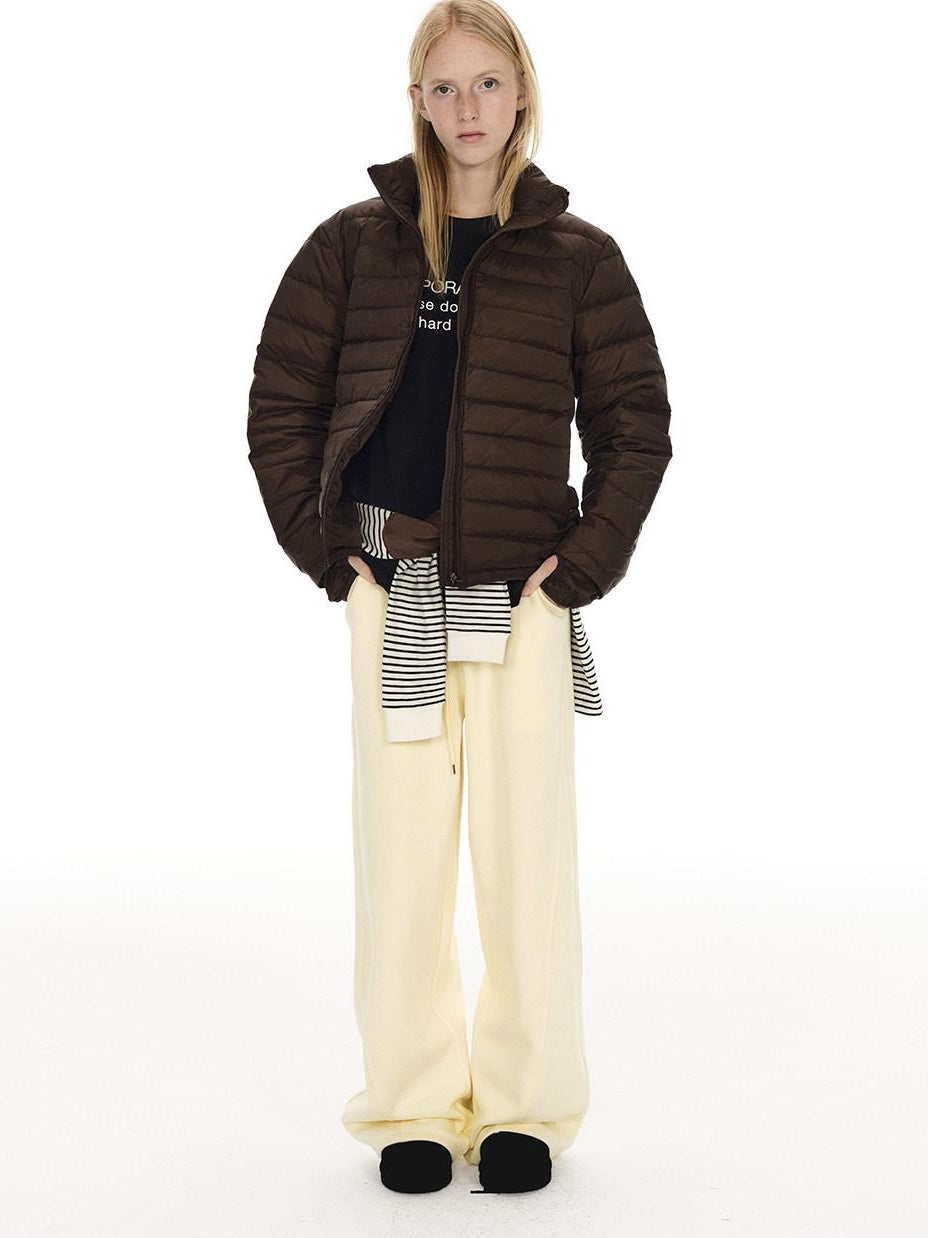 Country Moment Loose Wide Leg Drawstring Casual Unisex Cotton Blend Off White Straight Pants