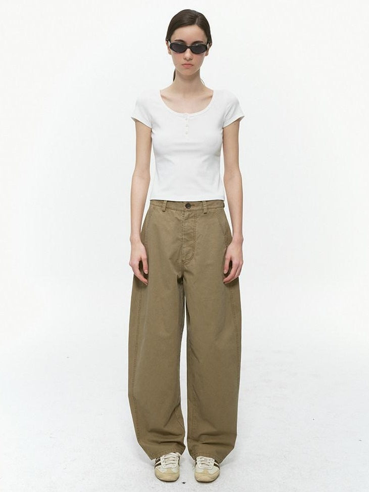 Country Moment Cooling Cotton Distressed Loose Fit American Casual Teen Daily Wide Leg Pants