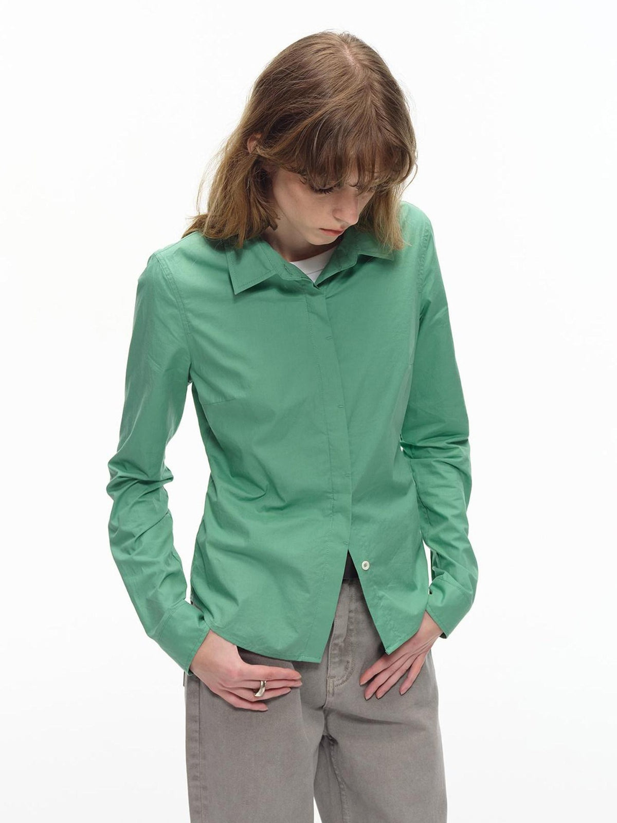 Country Moment Breathable Modal Cotton Slim Fit Casual Button Front Lapel Womens Shirts