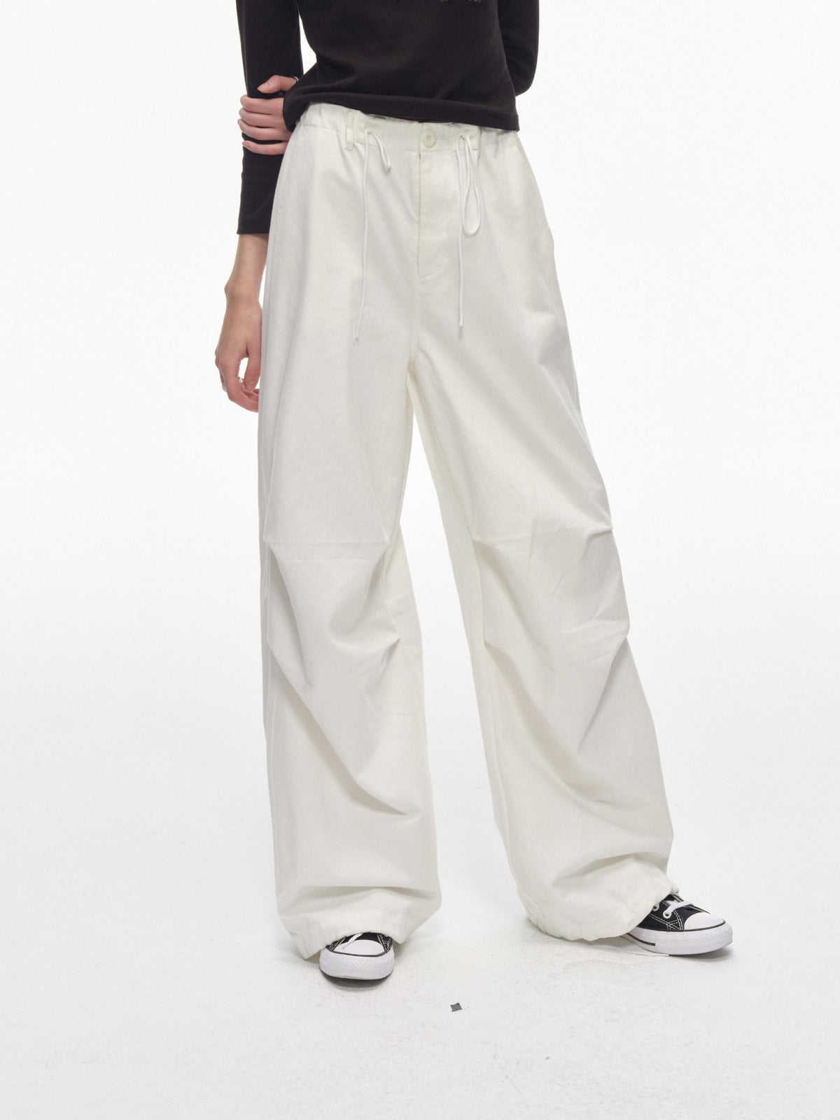 Country Moment Soft Breathable Cotton Loose Paratrooper Tapered Cuff Youth White Cargo Pants