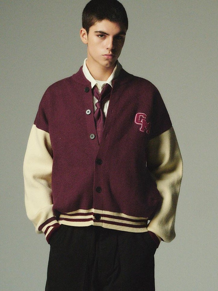 Country Moment No Itch Youth Loose Fit Unisex Casual Burgundy Baseball Collar Bomber Jackets