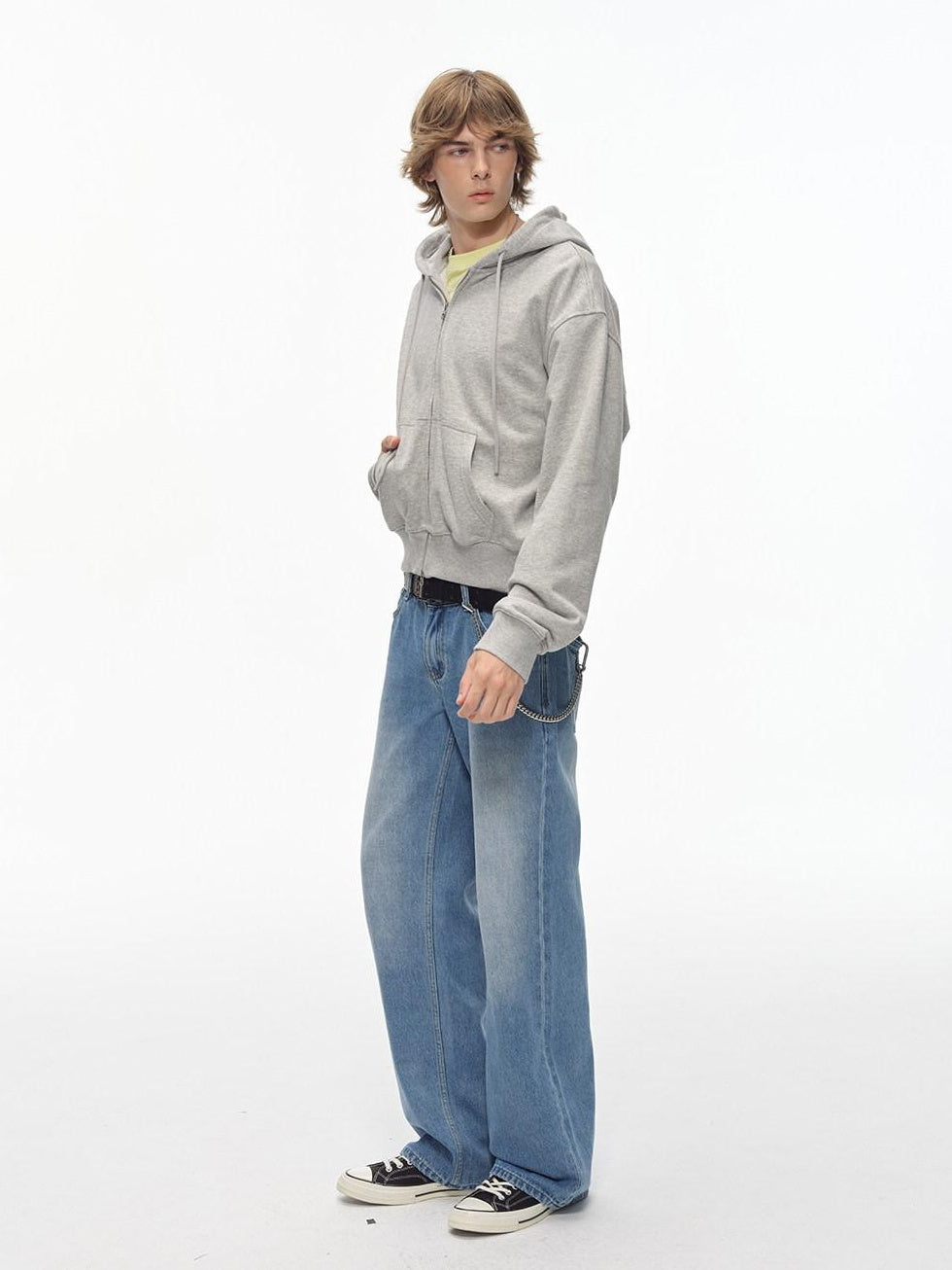 Country Moment Washed Light Blue Midrise Zip Fly Relaxed Fit Cotton Blend Straight Leg Jeans