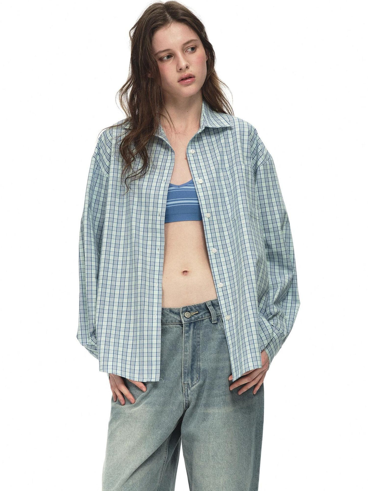 Country Moment Breathable 100 Percent Cotton Loose American Drop Shoulder Men Plaid Shirts