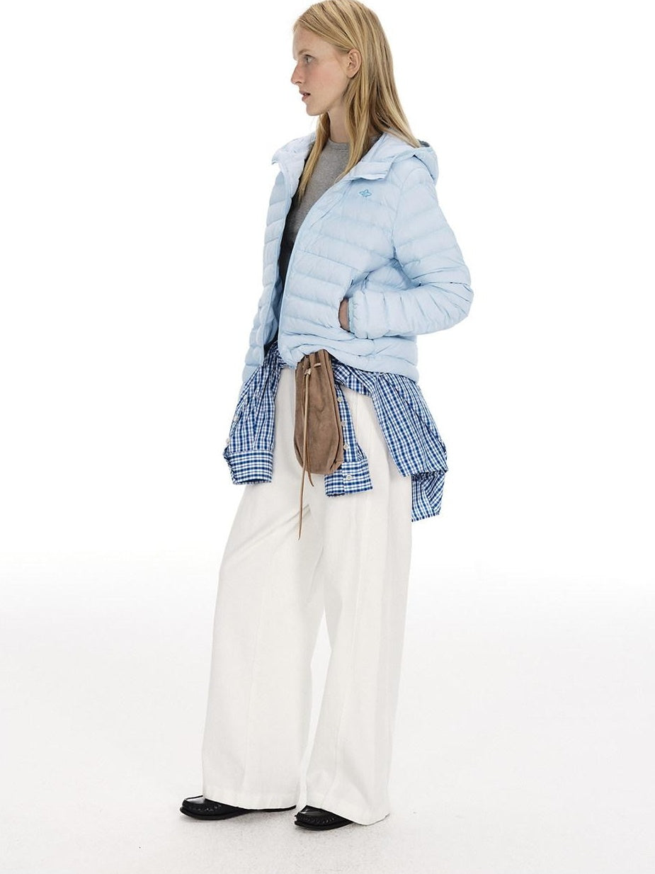 Country Moment 90 Percent White Duck Down Casual Short Hooded Zipper Women Down Jackets