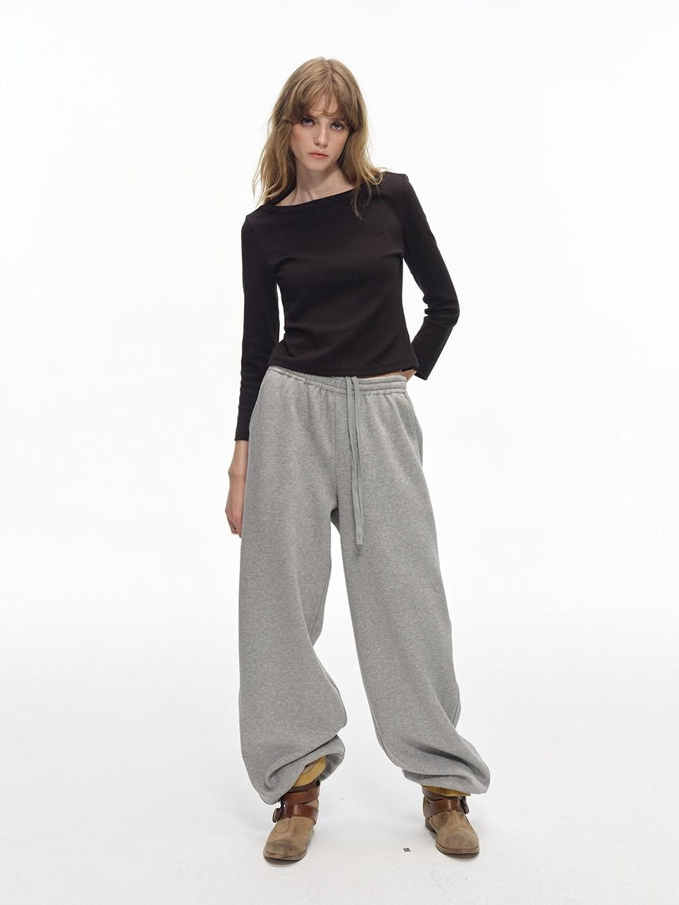 Country Moment Thermal Relaxed Straight Leg Midrise Elastic Waist Heather Grey Youth Sweatpants