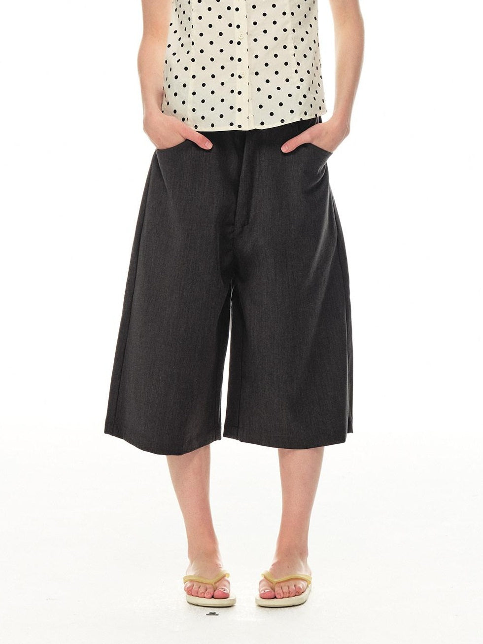 Country Moment Wrinkle Resistant Loose Mid Waist Casual Polyester Rayon Mid-Length Shorts