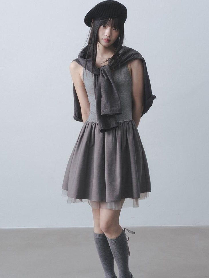 DDGIRL studio Moisture Wicking Long Sleeve Tee Commuter Solid Dark Gray Top & Skirt Sets