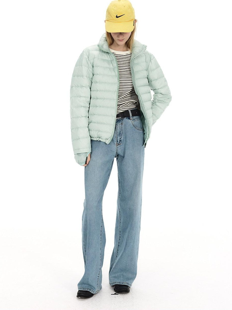 Country Moment Lightweight Warm Short Stand Collar Casual Unisex Nylon White Duck Down Jackets