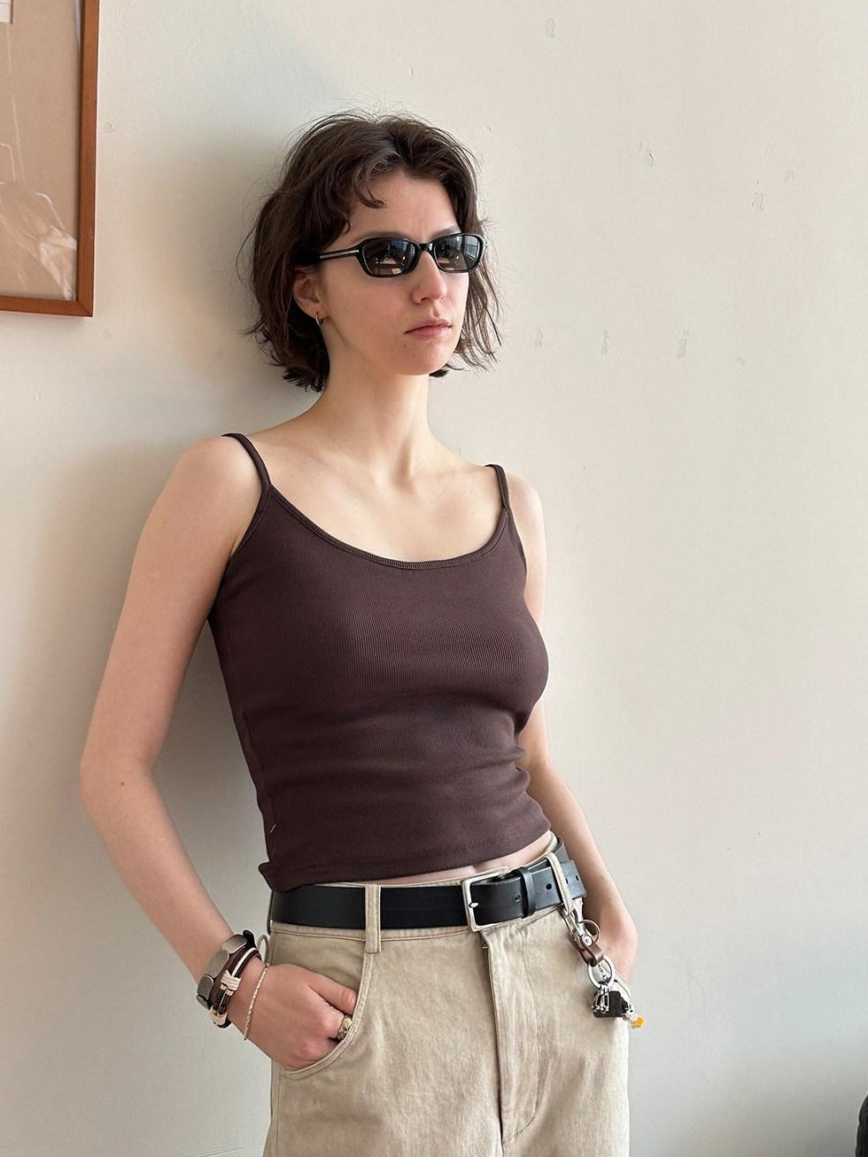 Country Moment Soft Stretch Cotton Slim Fit Cropped Tank Women Solid Unlined Camisoles