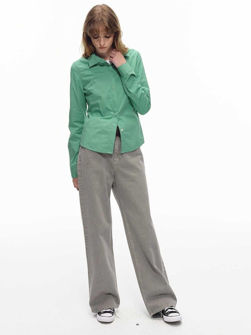 Country Moment High Waist Washed Pure Cotton Dark Khaki American Breathable Straight Leg Jeans