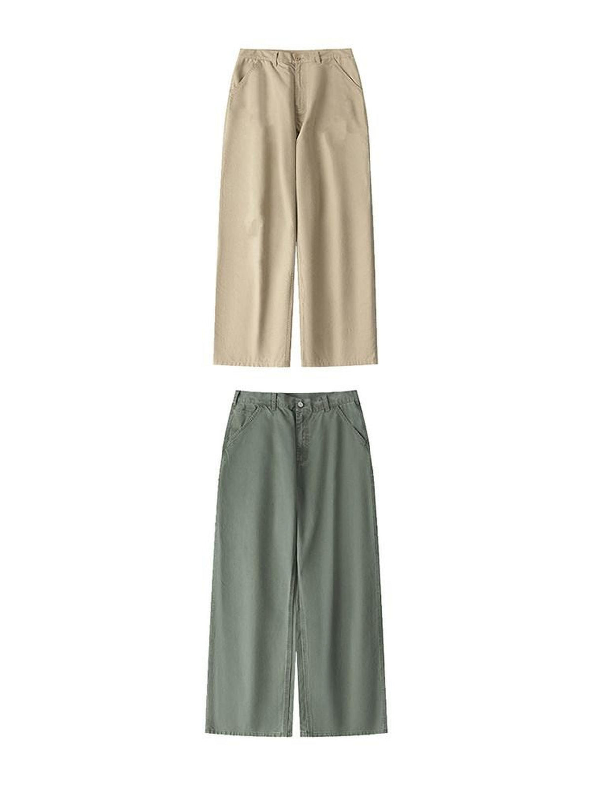 Country Moment Wrinkle Resistant Cotton Mid Rise Cargo Pockets Youth Khaki Green Straight Pants