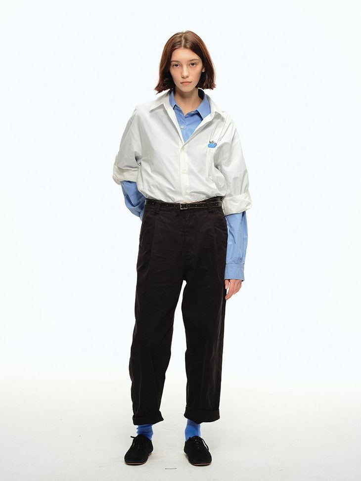 Country Moment Soft 100% Cotton Loose Fit Collared Button Youth Casual American Solid Shirts