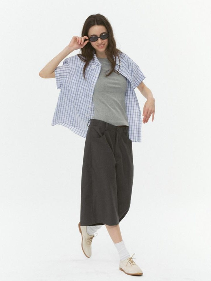 Country Moment Breathable Cotton Blend Loose Plaid Button Up Short Sleeve Collared Shirts